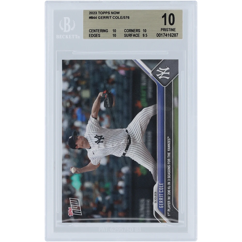 Gerrit Cole New York Yankees 2023 Topps Now 1st Player with 200K in 3 Seasons for the Yankees #844 BGS Authenticated 10 Card - 10,10,10,9.5 Subgrades