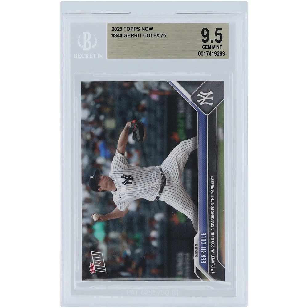 Gerrit Cole New York Yankees 2023 Topps Now 1st Player with 200K in 3 Seasons for the Yankees #844 BGS Authenticated 9.5 Card