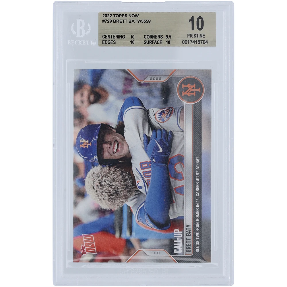 Brett Baty New York Mets 2022 Topps Now 2-Run Homer in 1st at Bat #729 BGS Authenticated 10 Rookie Card - 10,9.5,10,10 Subgrades