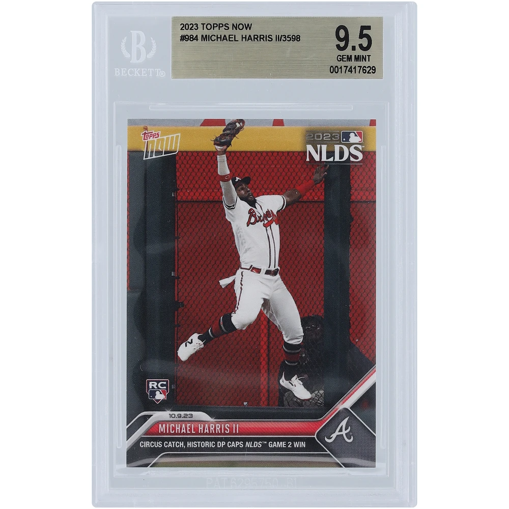 Michael Harris II Atlanta Braves 2023 Topps Now Circus Catch, Historic DP Caps NLDS Game 2 Win #984 BGS Authenticated 9.5 Card