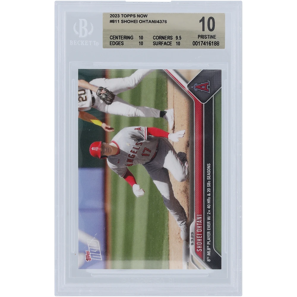 Shohei Ohtani Los Angeles Angels 2023 Topps Now 8th MLB Player Ever w/ 2+ 40Hrs & 20SBs Season #811 BGS Authenticated 10 Card - 10,9.5,10,10 Subgrades