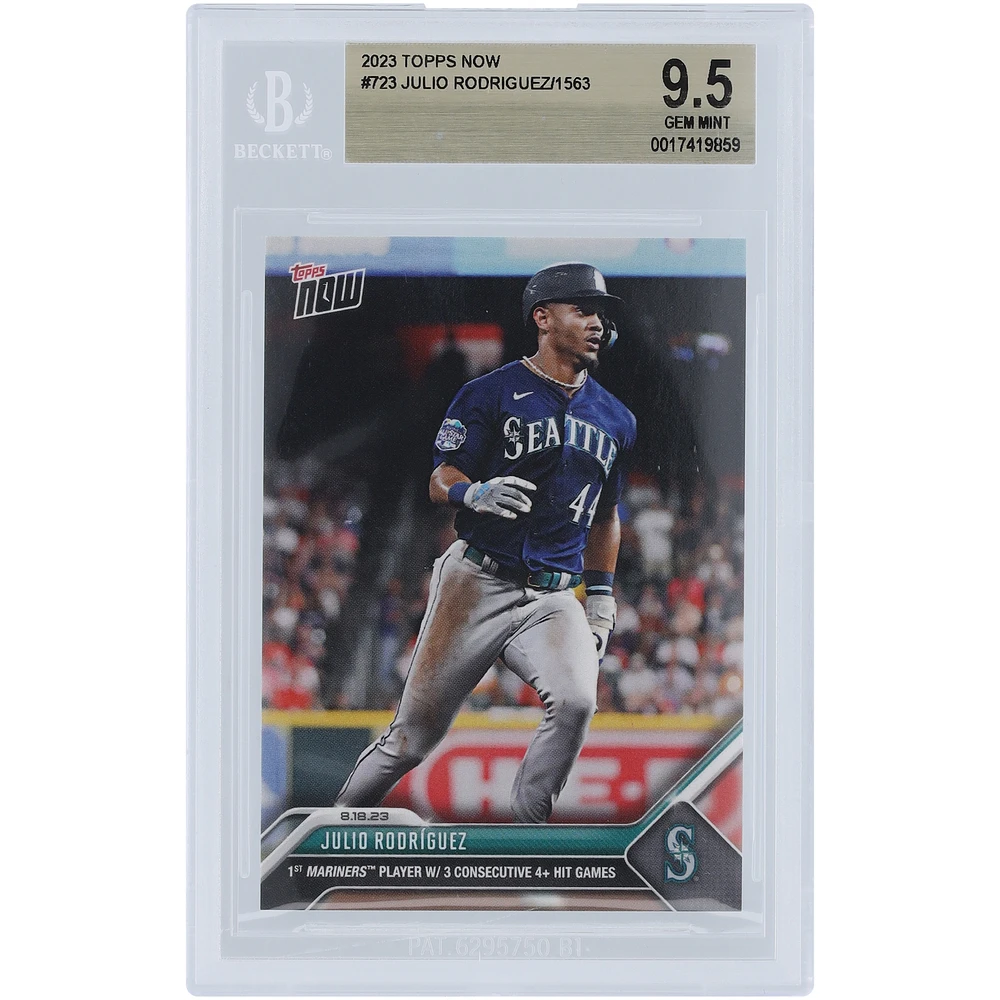 Julio Rodriguez Seattle Mariners 2023 Topps Now 1st Mariners Player w/ 3 Consecutive 4+ Hit Games #723 BGS Authenticated 9.5 Card