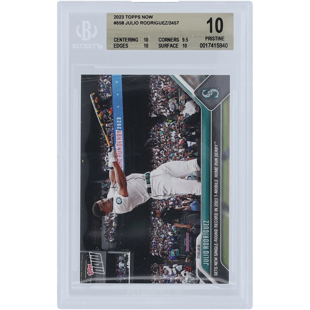 Julio Rodriguez Seattle Mariners 2023 Topps Now Sets New Single Round Record in 2023 T-Mobile Home Run Derby #558 BGS Authenticated 10 Card - 10,9.5,10,10 Subgrades