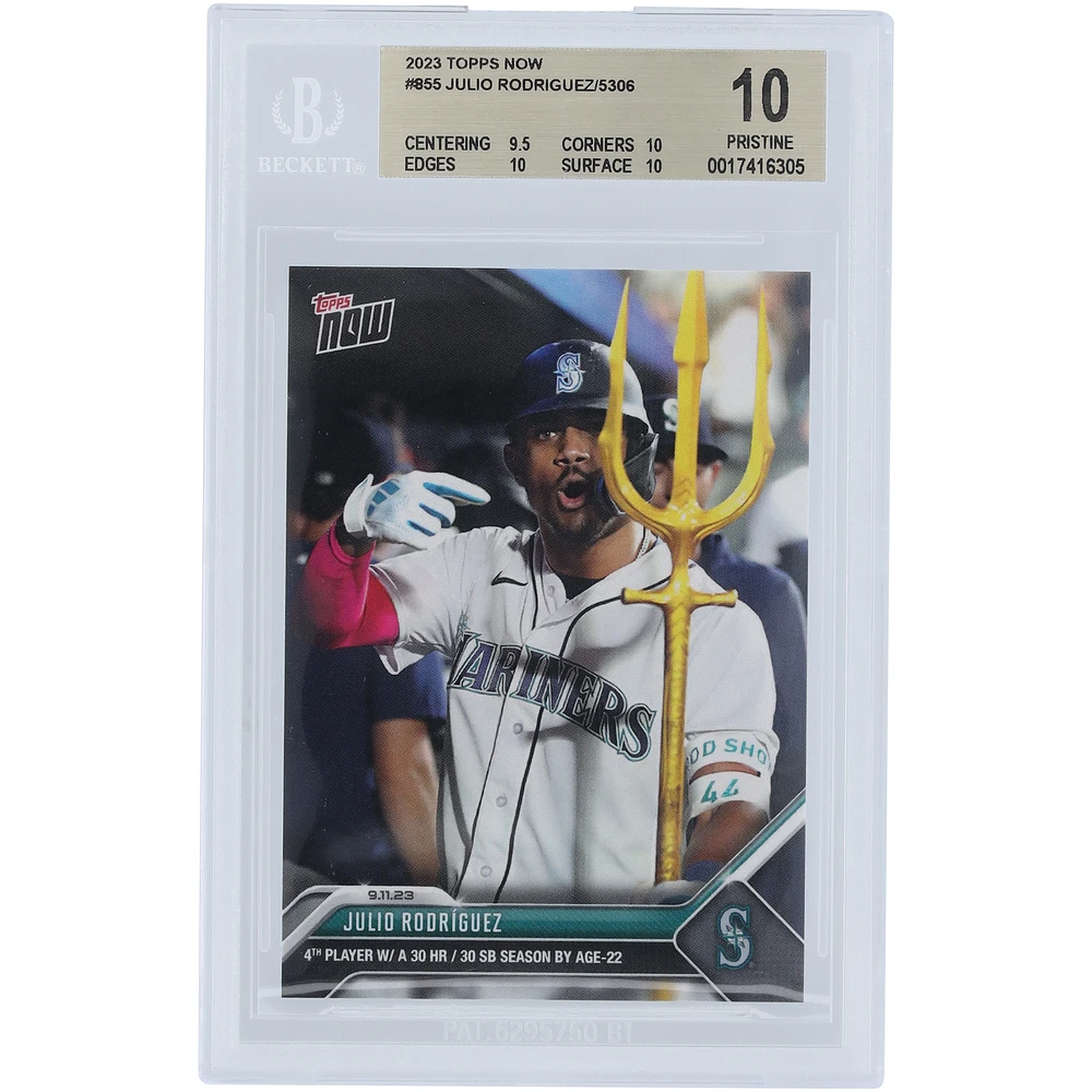 Julio Rodriguez Seattle Mariners 2023 Topps Now 4th Player w/ 30 HR & 30 SB Season By Age 22 #855 BGS Authenticated 10 Card - 9.5,10,10,10 Subgrades