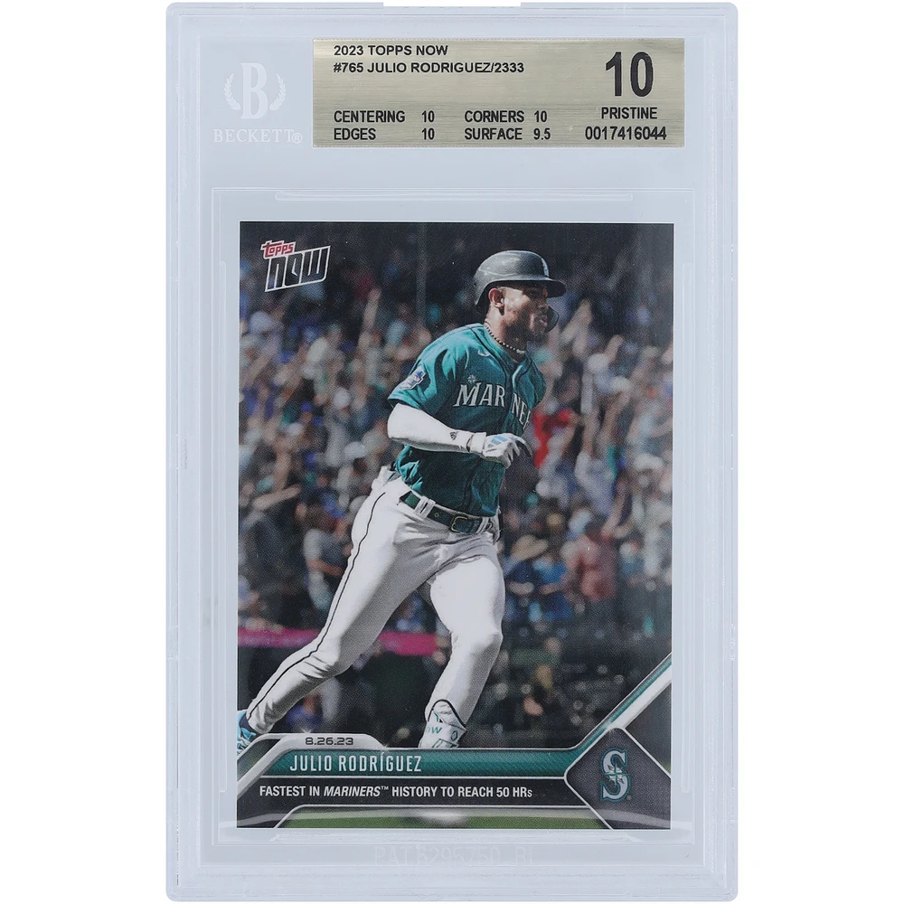 Julio Rodriguez Seattle Mariners 2023 Topps Now Fastest in Mariners History to Reach 50 HRs #765 BGS Authenticated 10 Card - 10,10,10,9.5 Subgrades