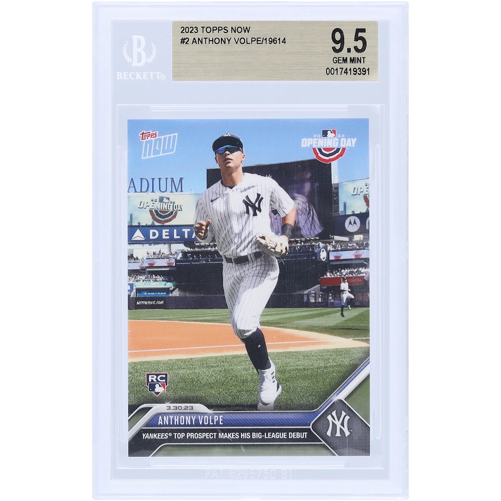 Anthony Volpe New York Yankees 2023 Topps Now Yankees Top Prospect Makes His Big League Debut #2 BGS Authenticated 9.5 Rookie Card