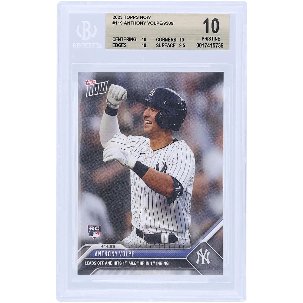 Anthony Volpe New York Yankees 2023 Topps Now Leads Off & Hits 1st MLB HR in 1st Inning #119 BGS Authenticated 10 Rookie Card - 10,10,10,9.5 Subgrades