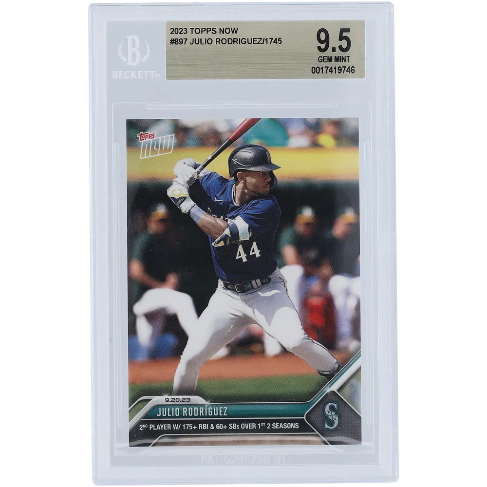 Julio Rodriguez Seattle Mariners 2023 Topps Now 2nd Player w/ 175+ RBI & 60+ SBs Over 1st 2 Season #897 BGS Authenticated 9.5 Card