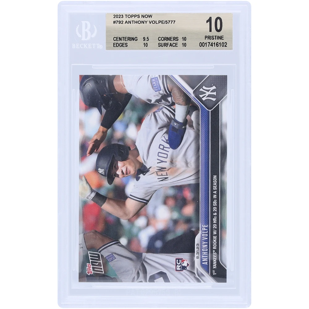 Anthony Volpe New York Yankees 2023 Topps Now 1st Yankees Rookie w/ 20 HR's & 20 SB's in a Season #792 BGS Authenticated 10 Rookie Card - 9.5,10,10,10 Subgrades