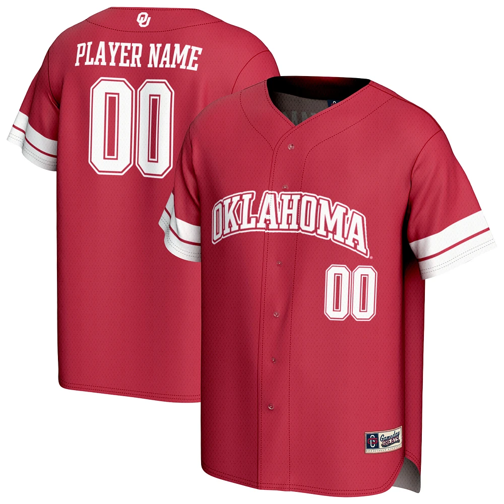 Youth GameDay Greats Crimson Oklahoma Sooners Personalized Collegiate Baseball Fashion Jersey