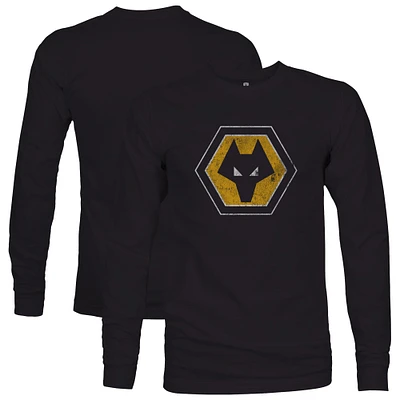 Men's 1863FC Black Wolverhampton Wanderers Color Badge Long Sleeve T-Shirt