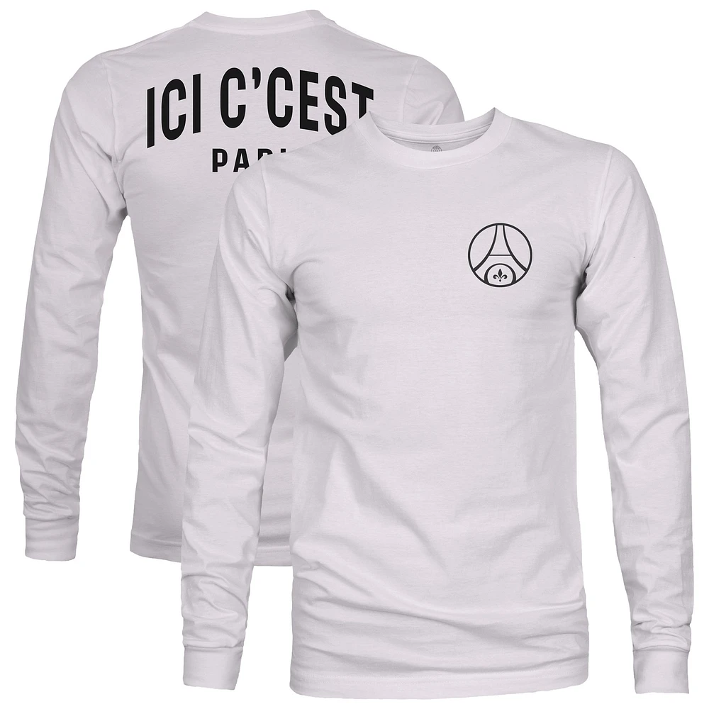 Men's 1863FC Gray Paris Saint-Germain Back Team Arch Long Sleeve T-Shirt