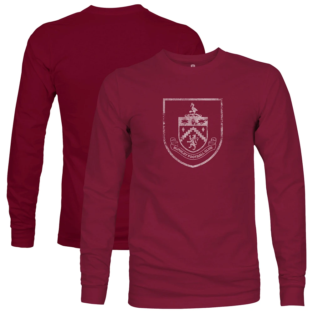 Men's 1863FC Claret Burnley Mono Badge Long Sleeve T-Shirt