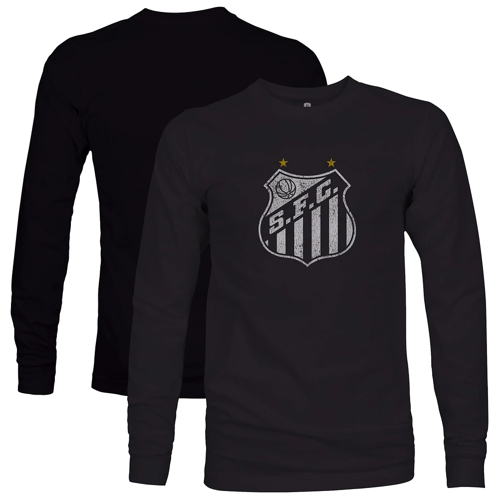 Men's 1863FC Black Santos FC Color Badge Long Sleeve T-Shirt
