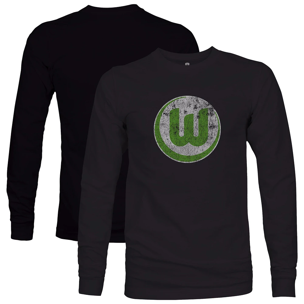 Men's 1863FC Black VfL Wolfsburg Color Badge Long Sleeve T-Shirt