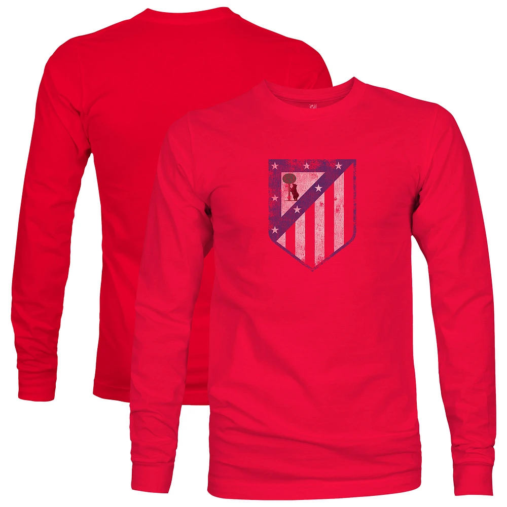 Men's 1863FC Red Atletico de Madrid Color Badge Long Sleeve T-Shirt