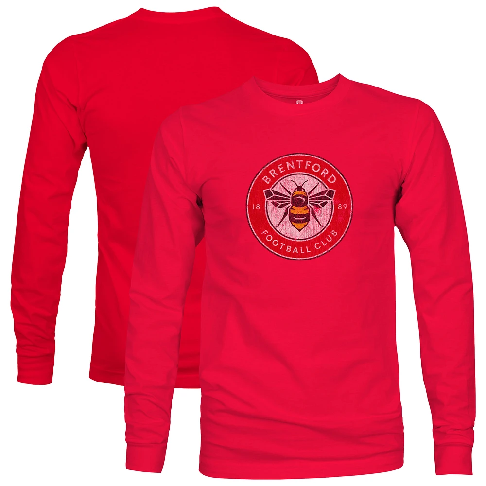 Men's 1863FC Red Brentford FC Color Badge Long Sleeve T-Shirt
