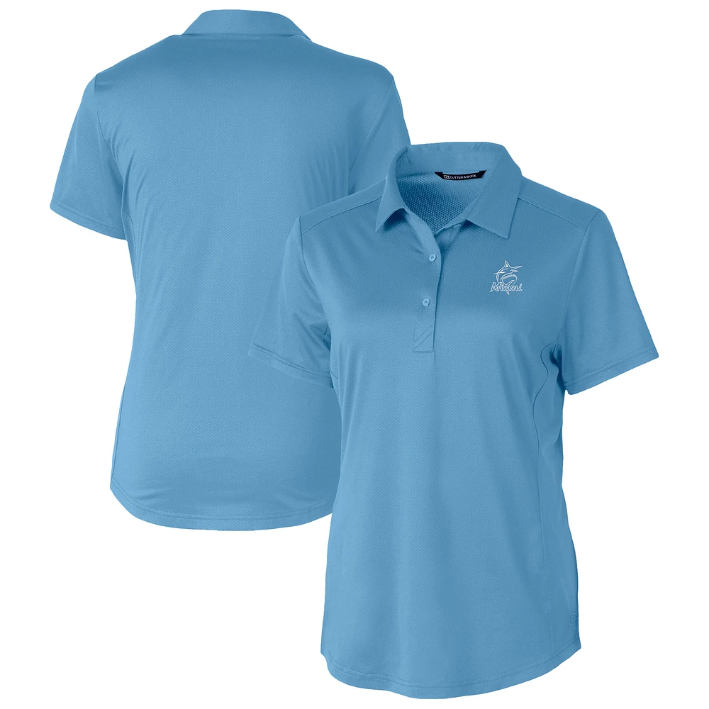 Women's Cutter & Buck Powder Blue Miami Marlins Eco Textured Stretch Recycled Polo