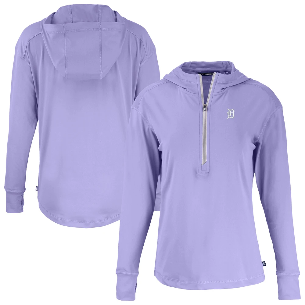 Women's Cutter & Buck Lavender Detroit Tigers Daybreak Eco Recycled Half-Zip Hoodie