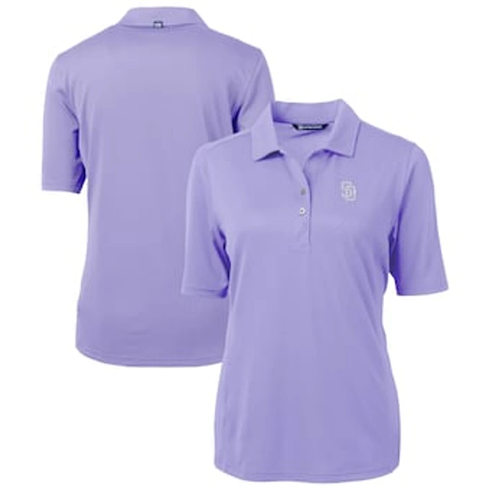 Women's Cutter & Buck Lavender San Diego Padres Virtue Eco Pique Recycled Half-Sleeve Polo