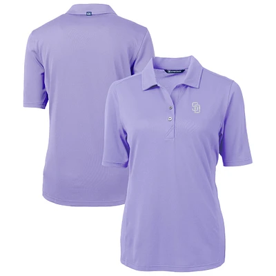 Women's Cutter & Buck Lavender San Diego Padres Virtue Eco Pique Recycled Half-Sleeve Polo