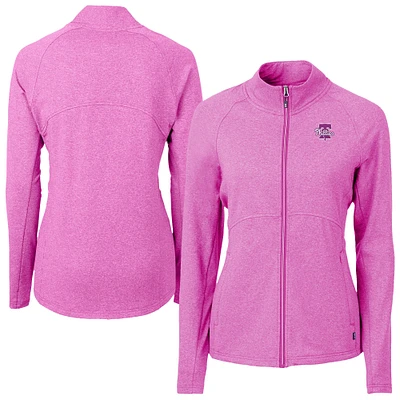 Women's Cutter & Buck Heather Light Pink Philadelphia Phillies Raglan Adapt Eco Knit Recycled Full-Zip Jacket
