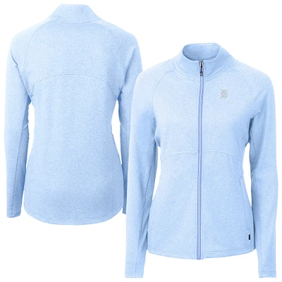 Women's Cutter & Buck Heather Powder Blue Detroit Tigers Raglan Adapt Eco Knit Recycled Full-Zip Jacket