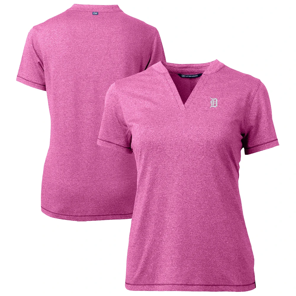 Women's Cutter & Buck Light Pink Detroit Tigers Forge Heathered Stretch Blade Top