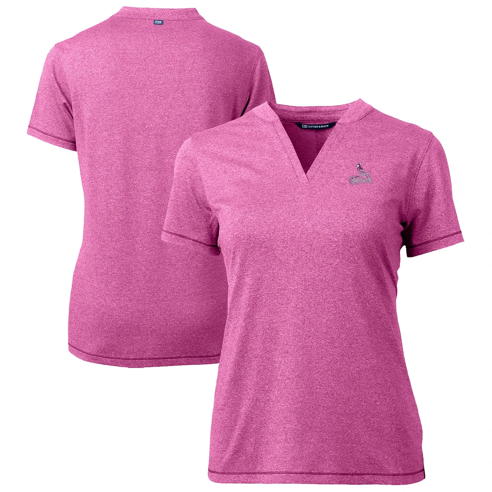 Women's Cutter & Buck Light Pink St. Louis Cardinals Forge Heathered Stretch Blade Top