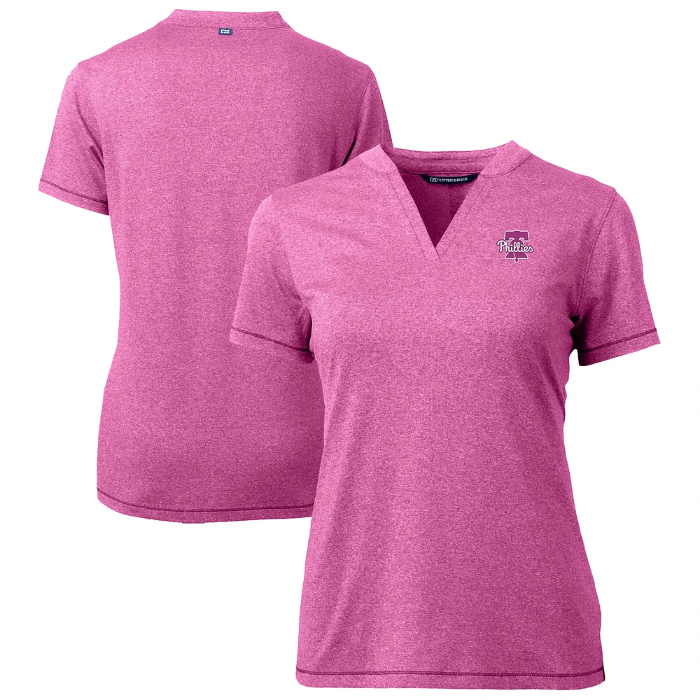 Women's Cutter & Buck Light Pink Philadelphia Phillies Forge Heathered Stretch Blade Top