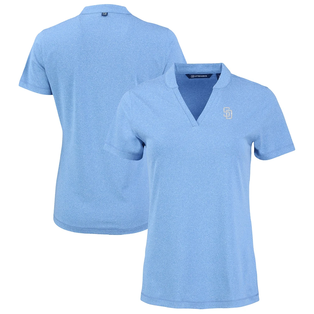 Women's Cutter & Buck Heather Powder Blue San Diego Padres Forge Heathered Stretch Blade Top