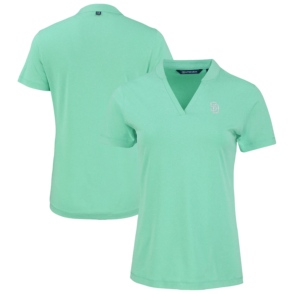 Women's Cutter & Buck Heather Mint San Diego Padres Forge Heathered Stretch Blade Top