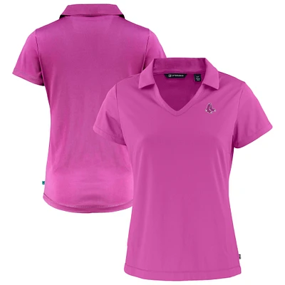 Women's Cutter & Buck Pink Boston Red Sox Daybreak Eco DryTec Recycled V-Neck Polo