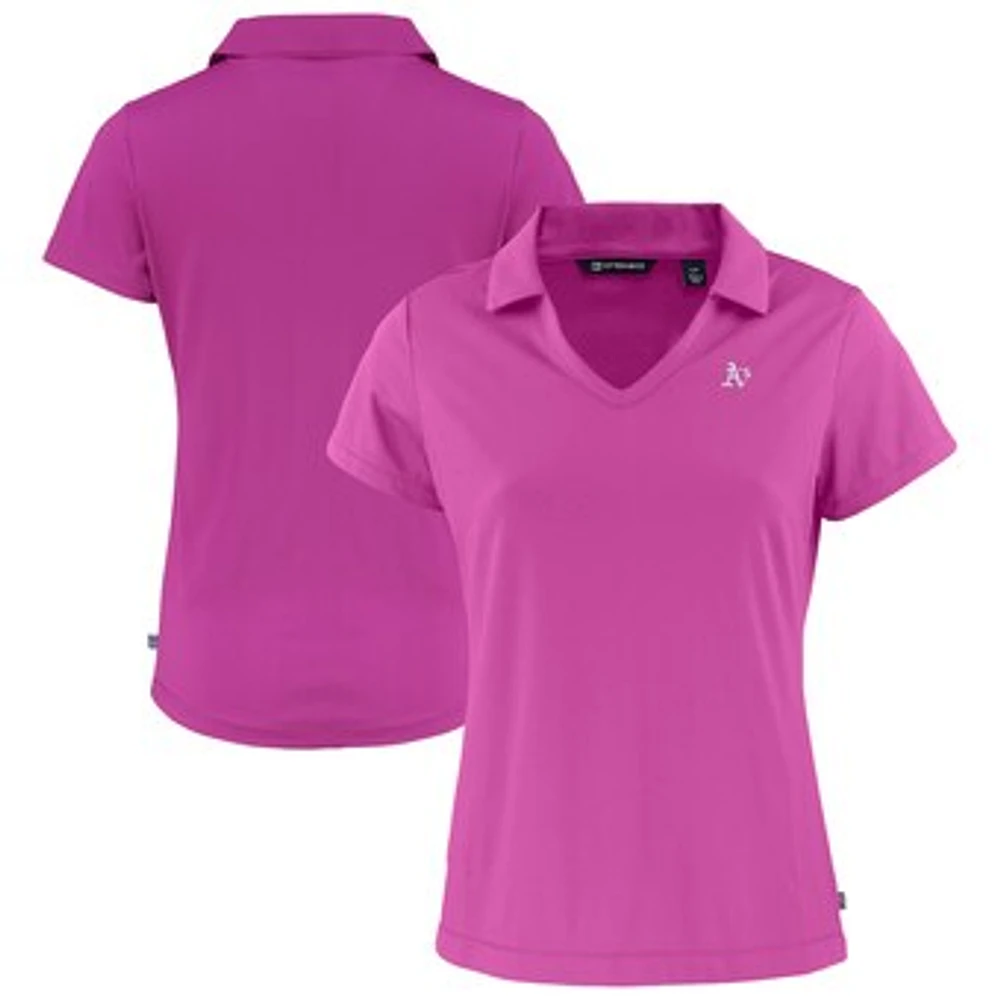 Women's Cutter & Buck Pink Athletics Daybreak Eco DryTec Recycled V-Neck Polo