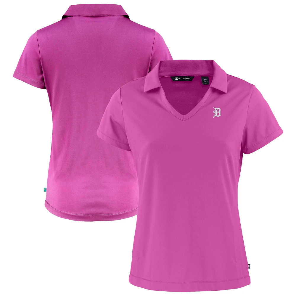 Women's Cutter & Buck Pink Detroit Tigers Daybreak Eco DryTec Recycled V-Neck Polo