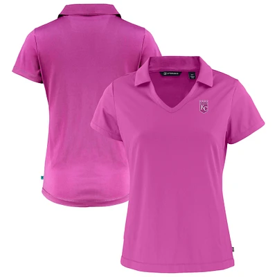 Women's Cutter & Buck Pink Kansas City Royals Daybreak Eco DryTec Recycled V-Neck Polo