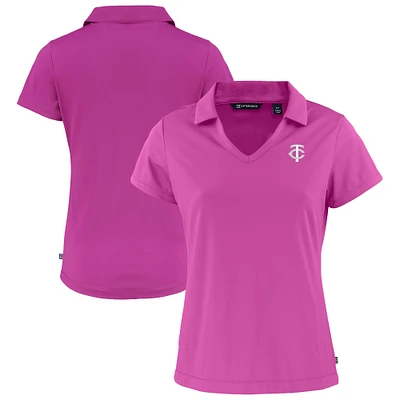 Women's Cutter & Buck Pink Minnesota Twins Daybreak Eco DryTec Recycled V-Neck Polo