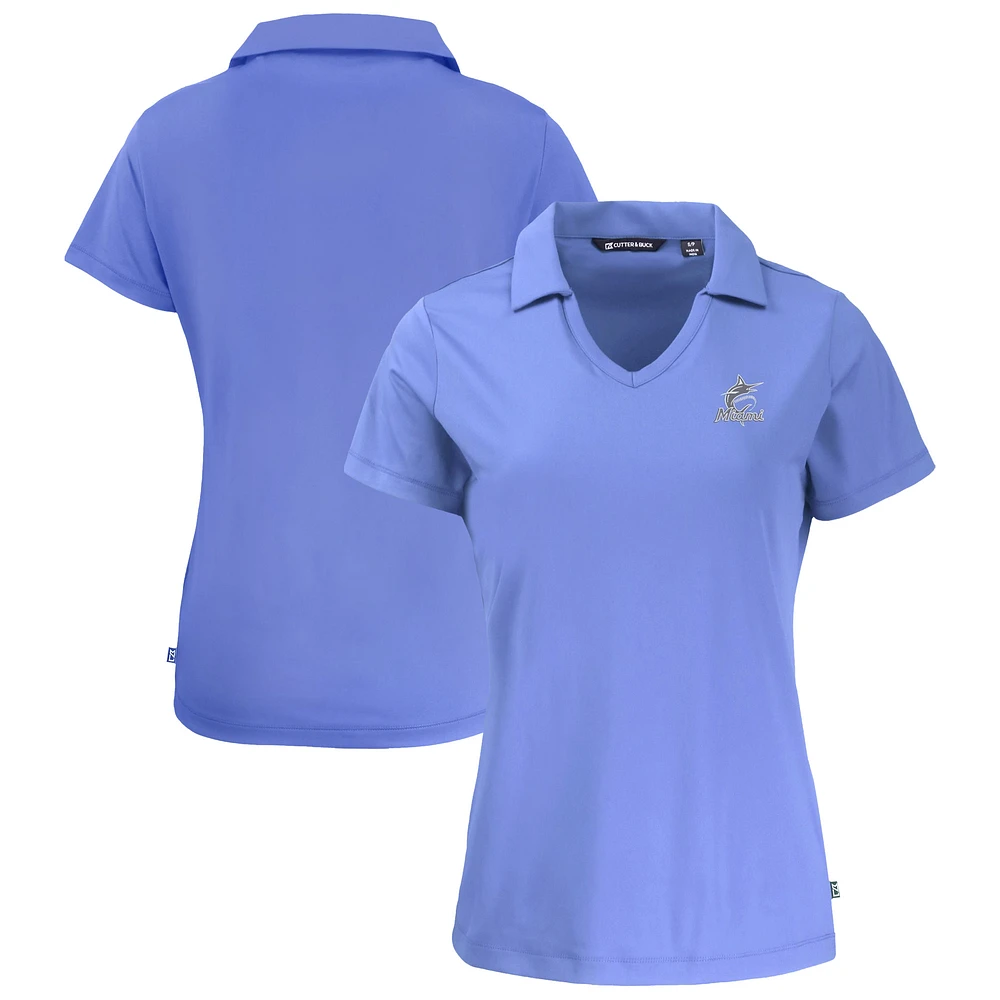 Women's Cutter & Buck Lavender Miami Marlins Daybreak Eco DryTec Recycled V-Neck Polo