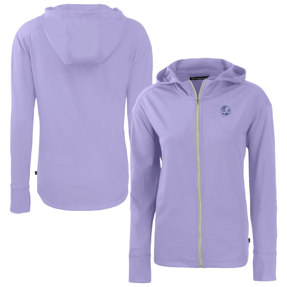 Women's Cutter & Buck Lavender New York Yankees Daybreak Eco Recycled Full-Zip Hoodie