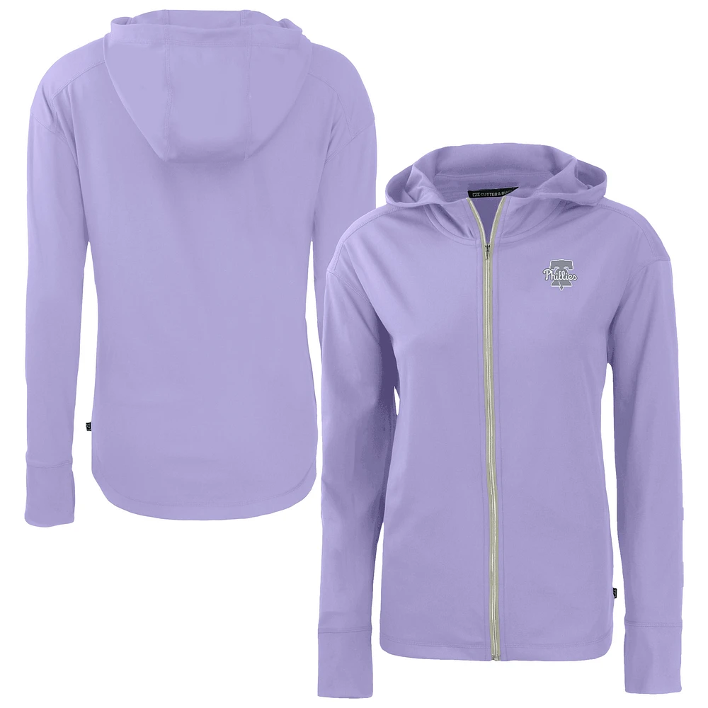 Women's Cutter & Buck Lavender Philadelphia Phillies Daybreak Eco Recycled Full-Zip Hoodie