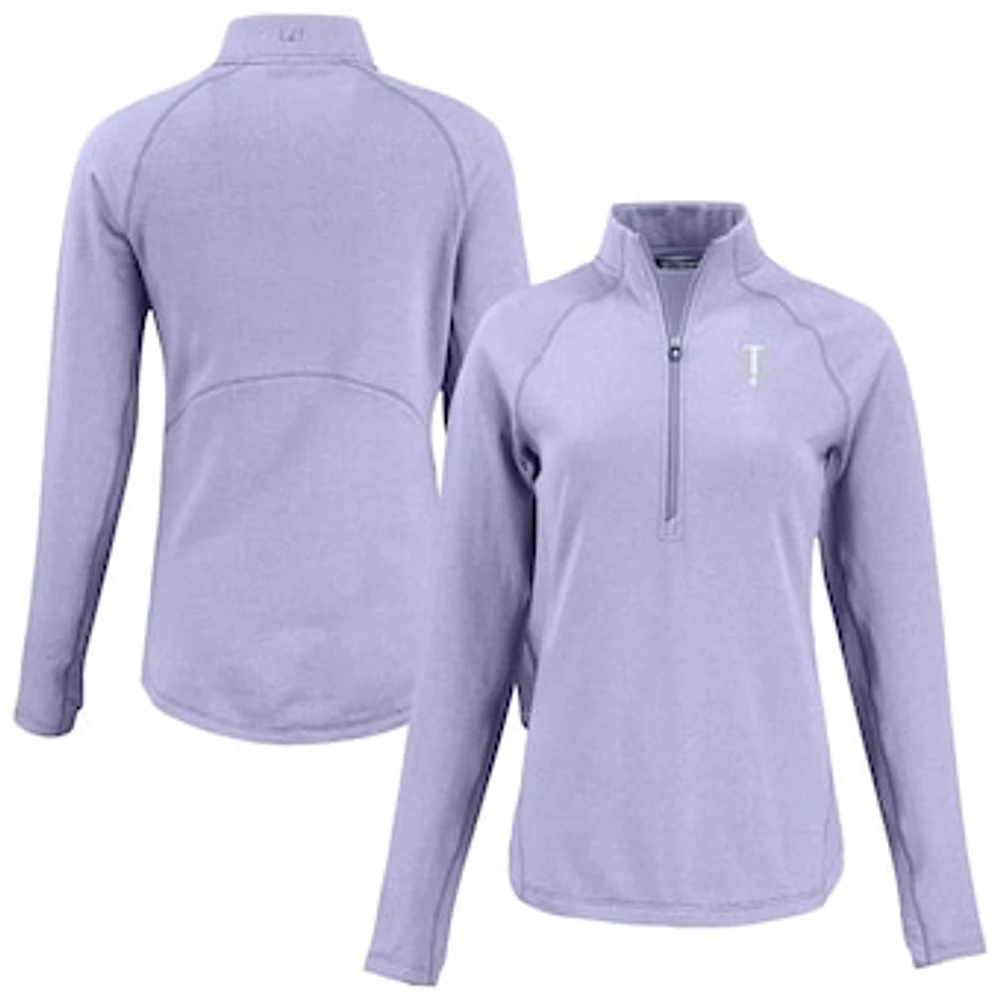 Women's Cutter & Buck Heather Purple Minnesota Twins Peshastin Eco Fleece Recycled Half-Zip Jacket