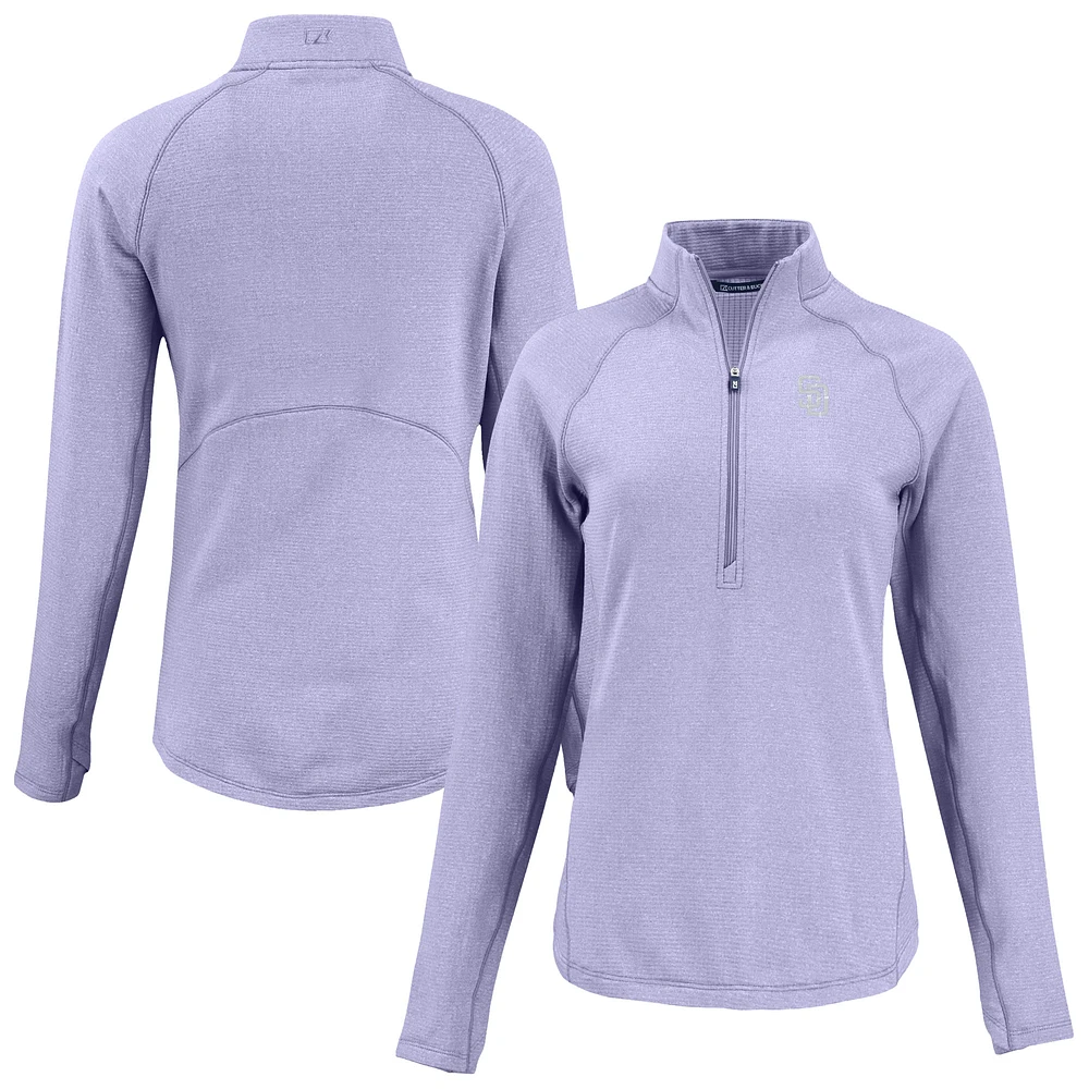 Women's Cutter & Buck Heather Purple San Diego Padres Peshastin Eco Fleece Recycled Half-Zip Jacket