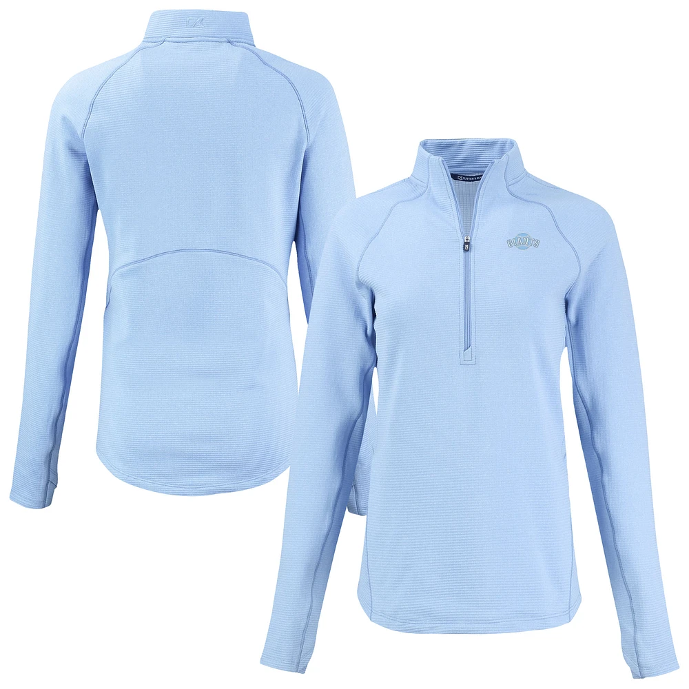 Women's Cutter & Buck Heather Powder Blue San Francisco Giants Peshastin Eco Fleece Recycled Half-Zip Jacket