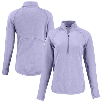 Women's Cutter & Buck Heather Purple Detroit Tigers Peshastin Eco Fleece Recycled Half-Zip Jacket