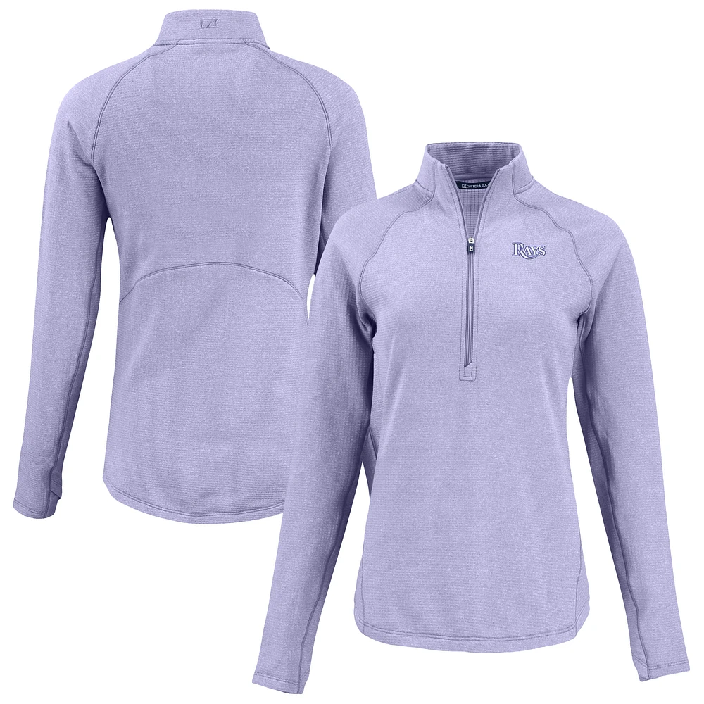Women's Cutter & Buck Heather Purple Tampa Bay Rays Peshastin Eco Fleece Recycled Half-Zip Jacket