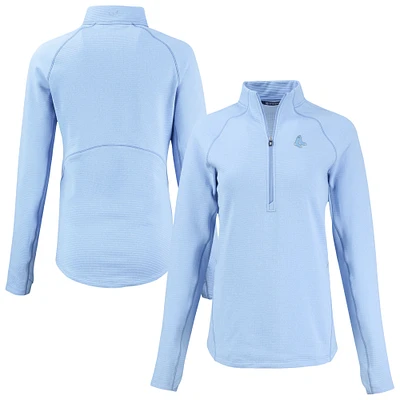 Women's Cutter & Buck Heather Powder Blue Boston Red Sox Peshastin Eco Fleece Recycled Half-Zip Jacket