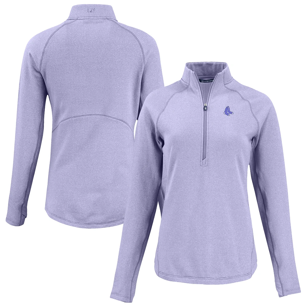 Women's Cutter & Buck Heather Purple Boston Red Sox Peshastin Eco Fleece Recycled Half-Zip Jacket