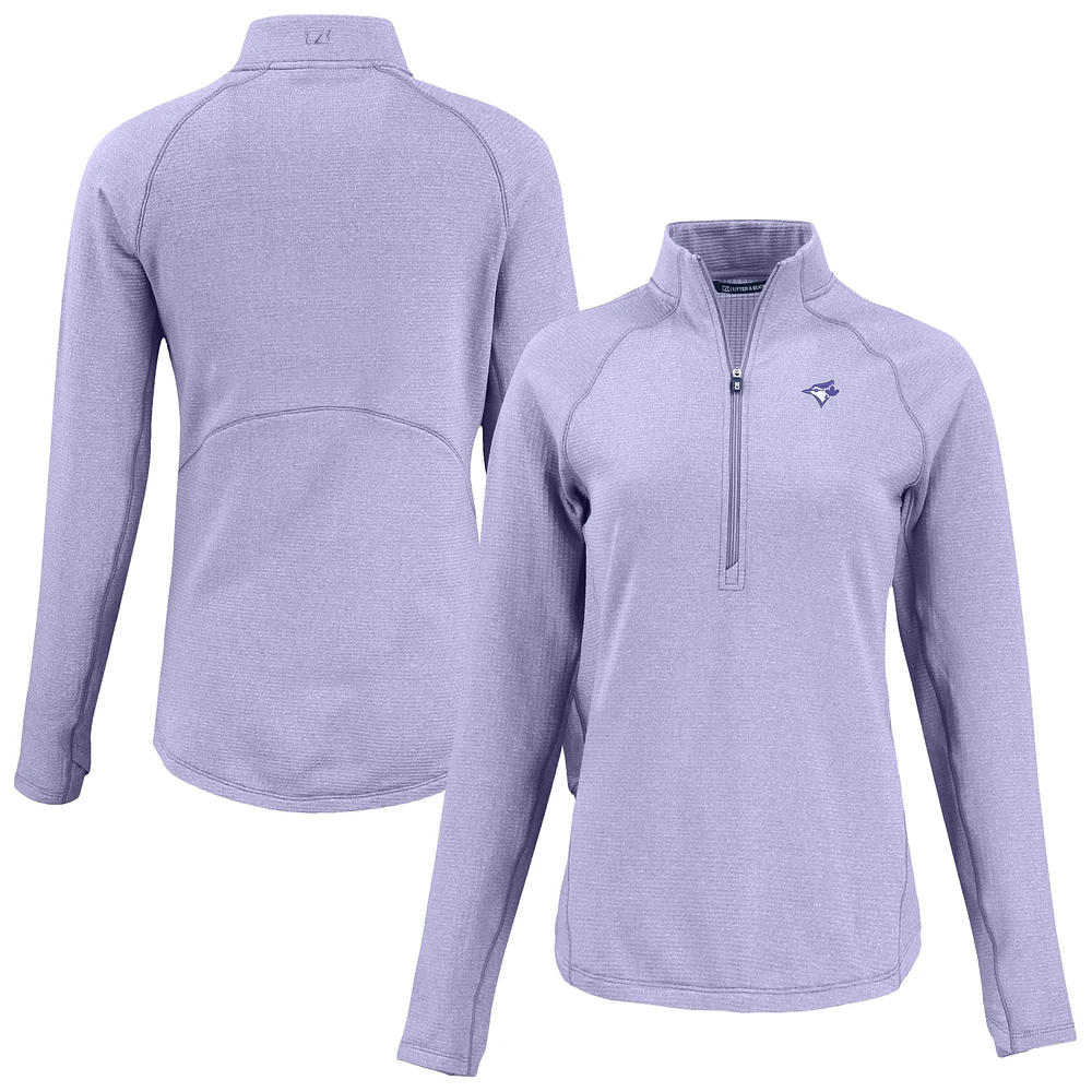 Women's Cutter & Buck Heather Purple Toronto Blue Jays Peshastin Eco Fleece Recycled Half-Zip Jacket