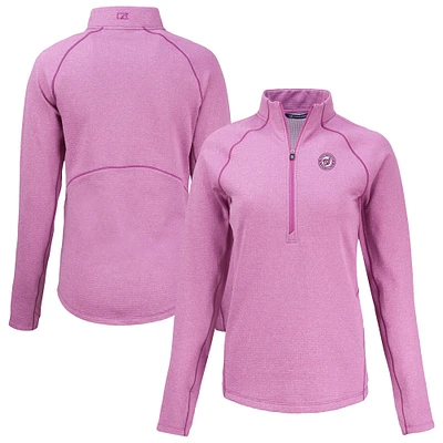 Women's Cutter & Buck Heather Light Pink Washington Nationals Peshastin Eco Fleece Recycled Half-Zip Jacket