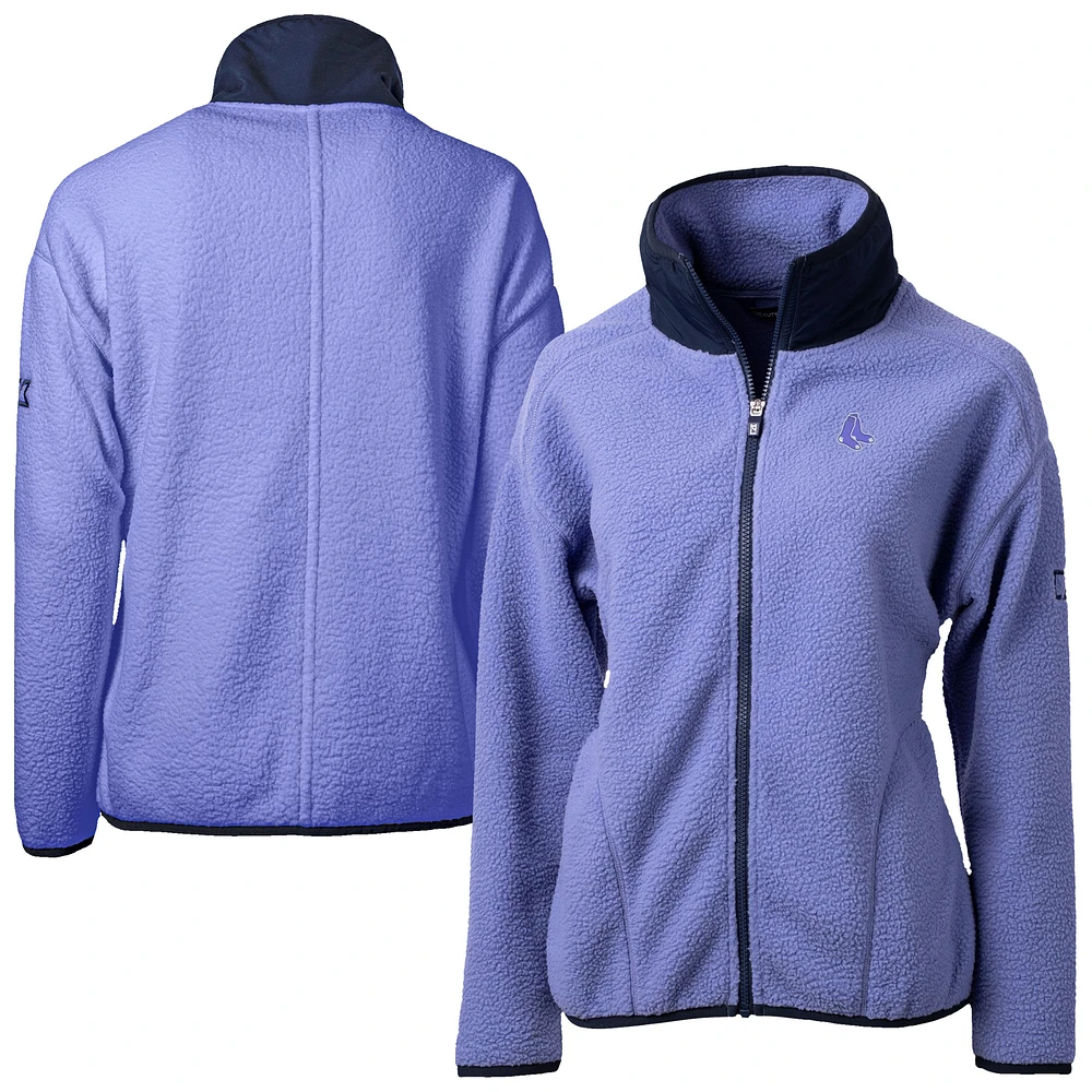 Women's Cutter & Buck Lavender Boston Red Sox Cascade Eco Fleece Full-Zip Jacket